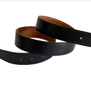Hermes Reversible Black and Tan Leather Belt Strap